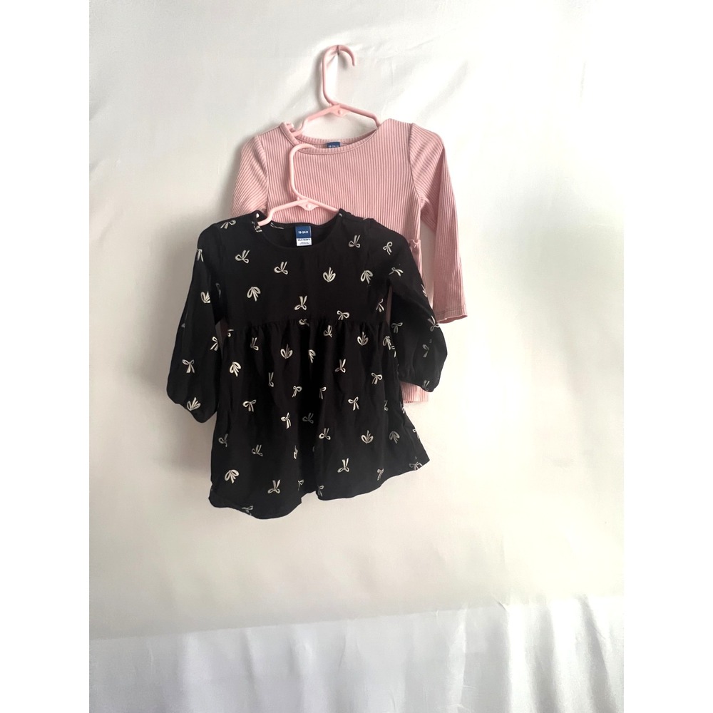 Old Navy Dress Bundle Girls 18-24 Months Pink Bow Long Sleeve baby Doll